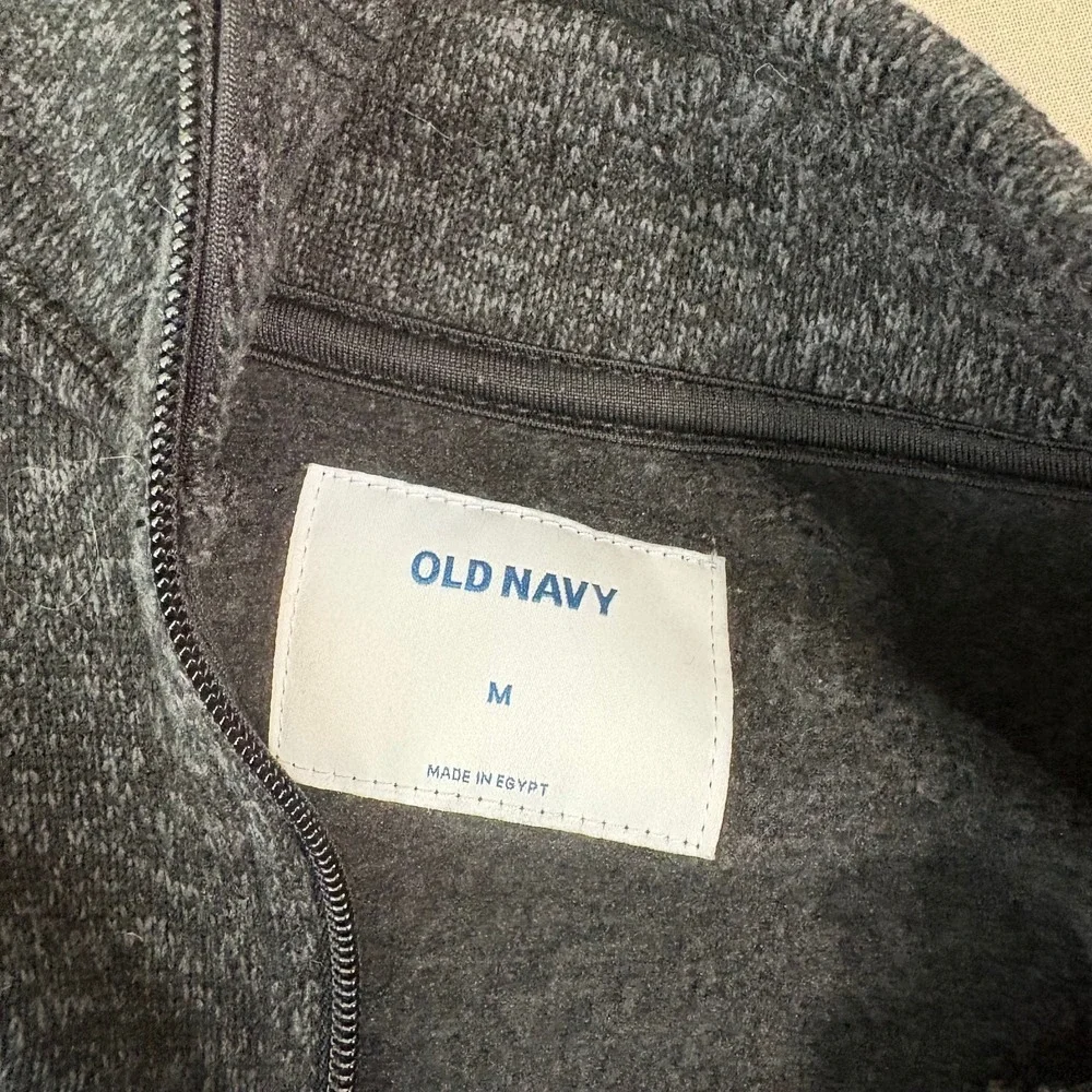 Old Navy Quarter Zip Sweater Mens Medium Gray Knit Pullover Long Sleeve Mock
